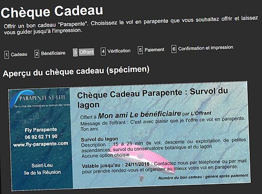 Ajouter un chèque cadeau sur son site web Chèque cadeau La Réunion - Exemple web
