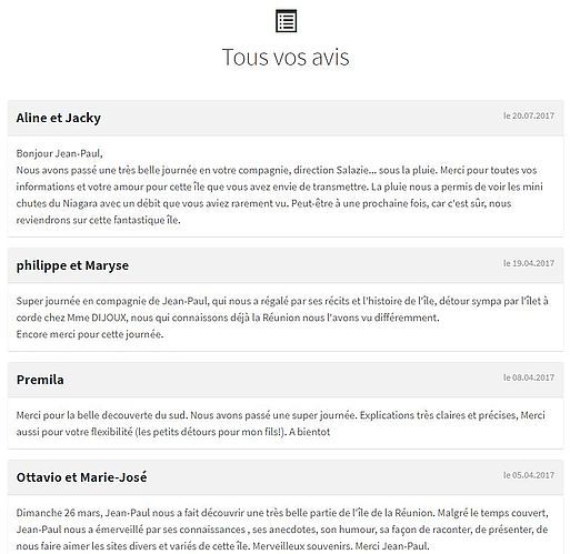 Exemple d'un module Témoignages clients / avis Exemple d'un module Témoignages clients / avis